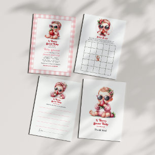 Carte Conseil Fraise rose En vichy Berry Baby shower sucré