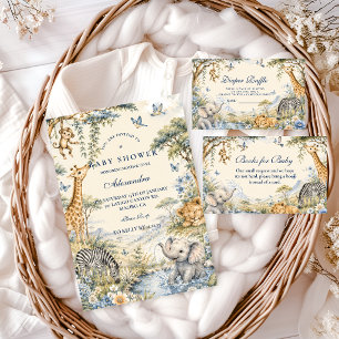 Serviette En Papier Baby Shower Safari Bleu Botanique pour Garçon