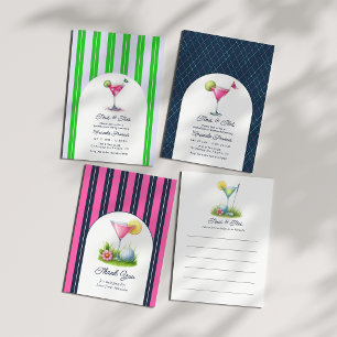 Carte De Remerciements Rose Chaud, Nuit et Blanc Prépa Soirée de Golf Mar