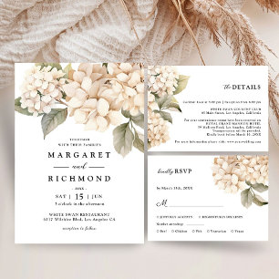 Invitation Hydrangea Elegant Aquarelle Blanc Floral Mariage