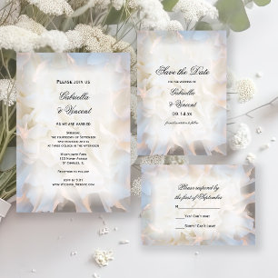 Carte de réponse RSVP pour mariage floral blanc
