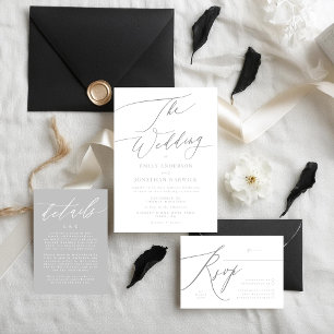 Invitation Ultime Simple Gris clair Blanc Moderne Type de mai