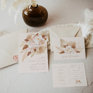 Invitation Boho Terracotta Pampas Grass mariage élégant