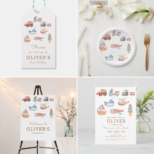 Serviette En Papier Cute Watercolor Transport Garçon fête d'anniversai