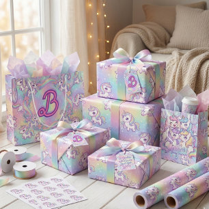 Invitation Licorne Kawaii Mignonne Arc-en-ciel Pastel Magique