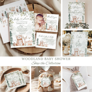 Carte De Remerciements Photo Baby shower Woodland