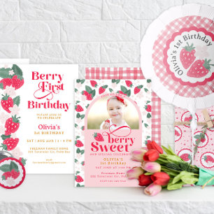 Invitation Fraise 1er Anniversaire Fête Berry 1er