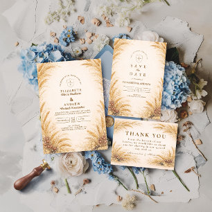 Carte De Remerciements Mariage rustique champ de blé vintage