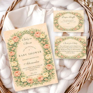 Serviette En Papier Baby Shower Jardin de Rêve aux Roses de Sauge Rosé