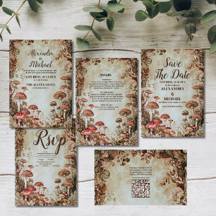 Invitation Bois d'automne Aquarelle Mariage de champignon