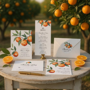 Sticker Rond Remerciement de mariage Citrus   Orange méditerran