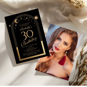 Menu Fête d'anniversaire céleste Black Gold 30 ans