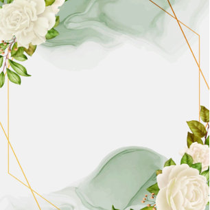 Elégant Vert Roses Blanches Couples Invitations de