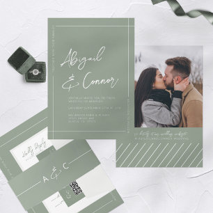 Simple moderne Sage Green Calligraphie Invitation