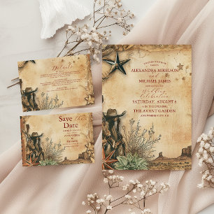Invitation Western Boho Cactus Mariage du paysage du désert
