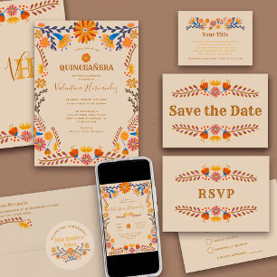 Invitation Terre Florale Mexicaine Quinceanera Invitati