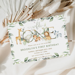 Invitation Chic Jungle Animaux Baby shower de verdure par mai
