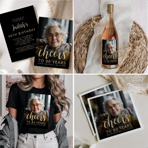 T-shirt En Tri-matière Photo personnalisée Fête du 80e anniversaire