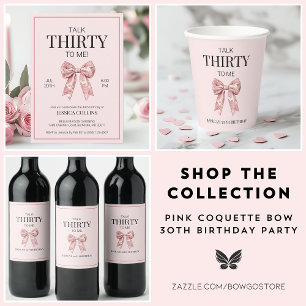 Carte Trente Elégante Bow rose moderne Joyeux 30e annive
