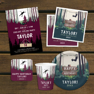 Sticker Carré Zipline Nature Aventure Forêt Bourgogne Anniversai