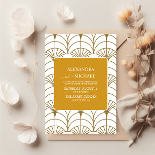 Invitation Tout En Un Mariage Géométrique Art Déco Gold White Gatsby