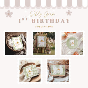 Invitation Green En vichy Silly Goose 1er anniversaire