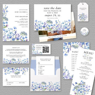 Invitation Fleur sauvage Mariage Lilac Periwinkle Floral Phot