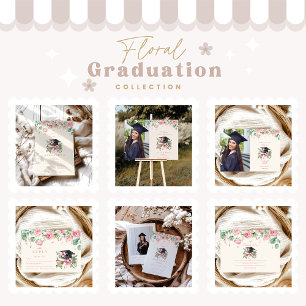 Invitation Photo Pink Floral Graduation
