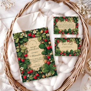 Invitation Fête de bébé Conte de fée aux fraises