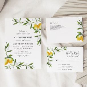 aquarelle faire-part de mariage feuillage citron