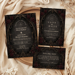 Save The Date Mariage gothique victorien sombre orné