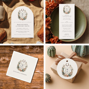 Faire-part de mariage à crête de cactus en fer à c