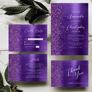 Invitation Mariage de script moderne en verre violet