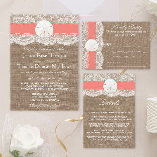 Invitation La collection de mariage Coral Sand Dollar Beach