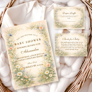 Serviette En Papier Baby-Shower Fleur Sauvage Jaune Rose