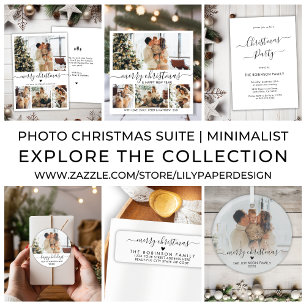 Ornement En Verre Élégant Script Coeur Famille Photo Joyeux Noël