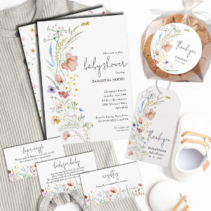 Invitation Baby shower fleur sauvage Boy