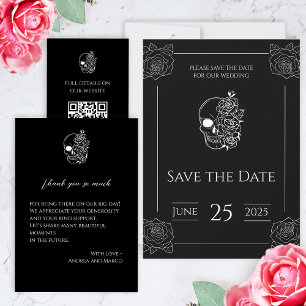 Faire-part de mariage gothique noir et blanc