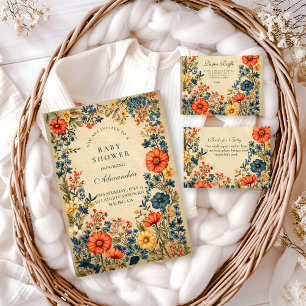 Invitation Baby-Shower Botanique Fleur des Champs Vintage