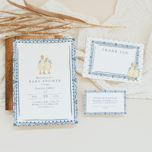 Invitation Deux Petits Canetons Classique Garçons Jumeaux Bab