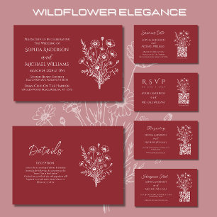 Carte De Visite Code fleur sauvage Elegance-RSVP-QR