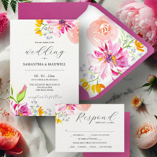 Invitations de mariage floral brillant floral