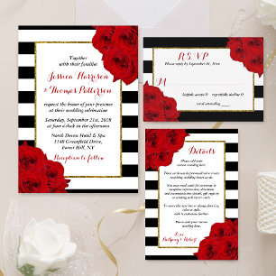 Invitation En Aluminium Chic Moderne Luxe Mariage Collection - Roses rouge
