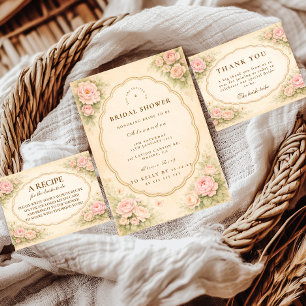 Carte De Remerciements Jardin de roses roses pastel pour mariage