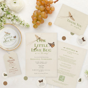 Invitation Code QR neutre genre Baby shower de bug d'amour