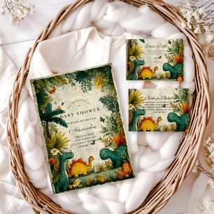 Invitation Baby Shower Neutre sur le Thème des Dinosaures
