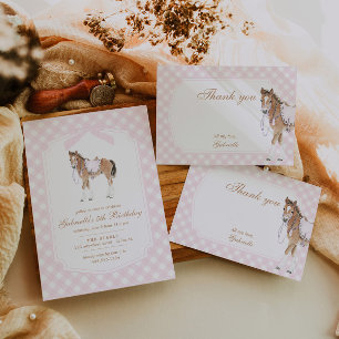 Invitation Galoppez les filles Cheval Rose Fête d'anniversair