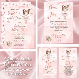 Carte D'accompagnement Petit Baby shower rose Ballerina Raffle de couche