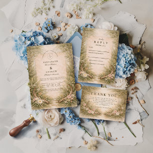 Invitation Mariage Romantique dans la Forêt aux Bois de Cerf