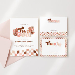 Invitation Retro Super deux filles Cool 2e anniversaire